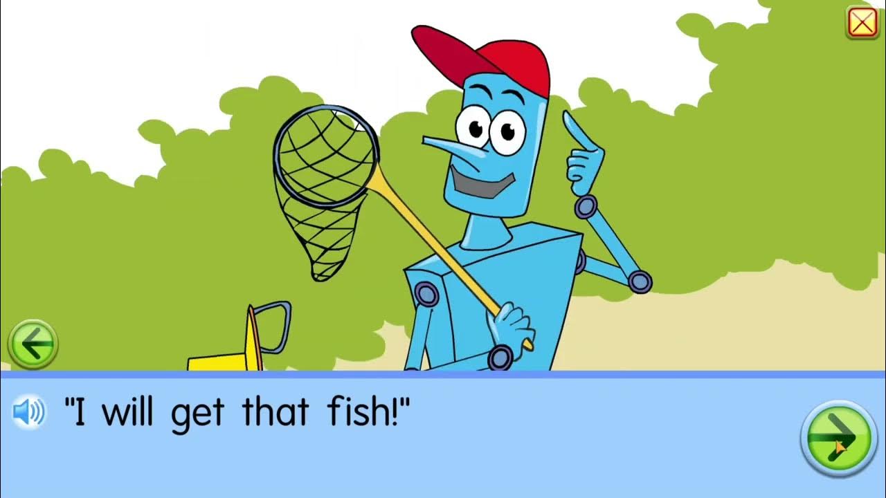 Starfall learn to read short vowel pals short i tin man sits book