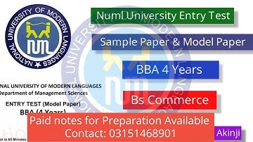 Numl Entry Test Preparation 2024  Numl Entry Test Syllabus Paper Pattern BBA 4 Years #numluniversity