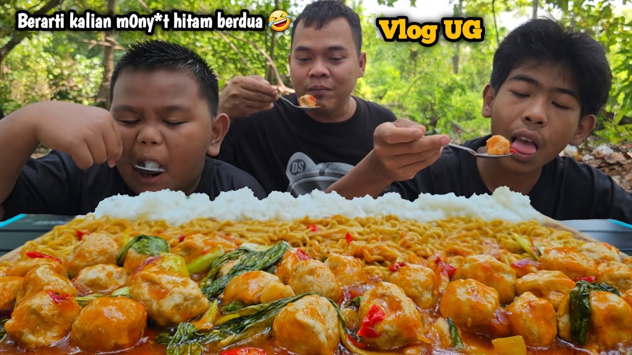 ENDUT MANTAI ! MUKBANG SEADANYA BAKSO IKAN SAUS TIRAM + MIE GORENG, TETAP NIKMAT