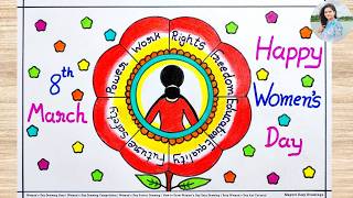 Women s Day Drawing Easy Happy Women s Day Poster Drawing Women s Day Card Drawing Competition