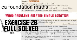 #ca foundation math #chapter 2 #word problems of simple equation #2b full solve