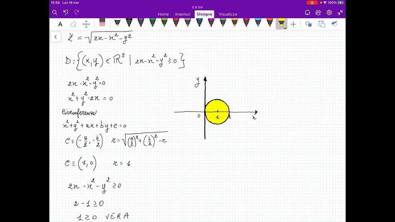 Determinazione dominio di funzione reale di 2 variabili reali es2