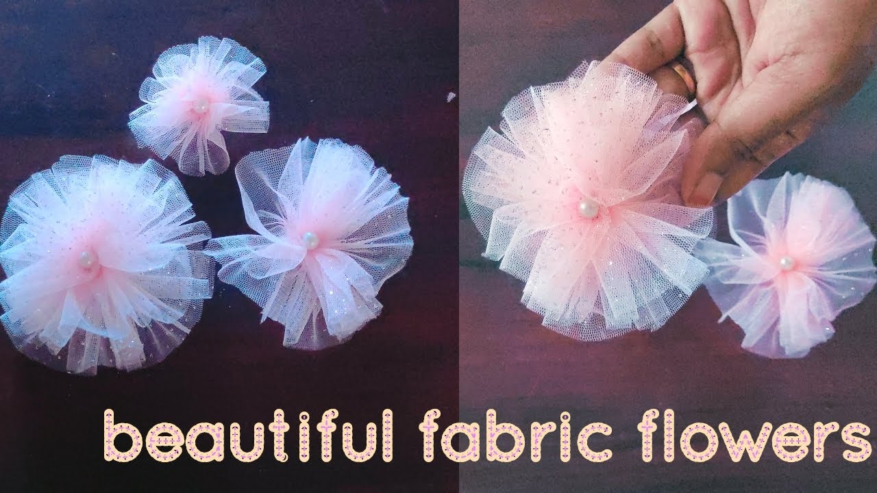 Beautiful Net fabric flowers//easy trick //how to make fabric flowers
