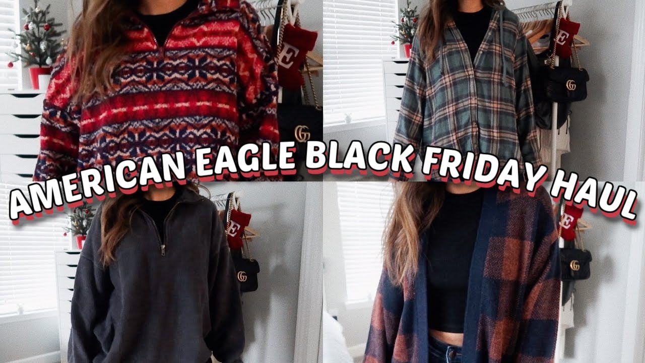 AMERICAN EAGLE BLACK FRIDAY TRY ON HAUL + SHOP WITH ME SWEATSHIRTS