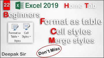 Format as Table Option | Cell styles Option | merge style | Explained | Excel 2019 | computer time