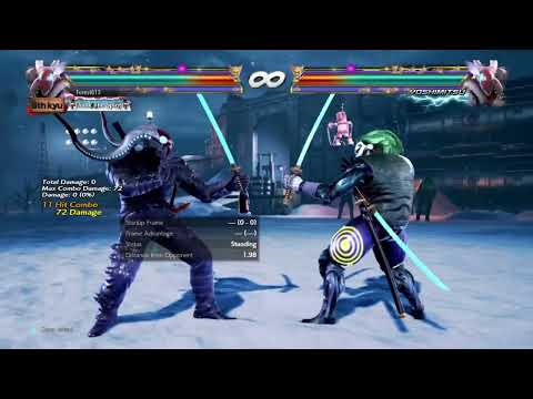 Yoshimitsu 4~3 Kangaroo Kick to Long Sidestep Left+4 Combo and Noteworthy Drop v5 Tekken 7 202303242