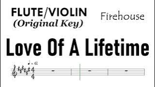 Love Of A Lifetime Flute  Violin  Original Key Firehouse Sheet Music Backing Track Partitura