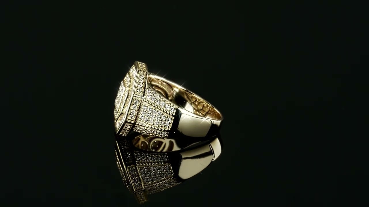 Ice Cube Ring - Solid Real 925 Sterling Silver 14k Gold Plated Baguette Pinky Ring Hip Hop CZ