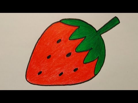 สอนวาดรูปสตอเบอรี่​|Drawing​ a​ strawberry easy​ for​ beginer​|My​ Sky​ Channel.