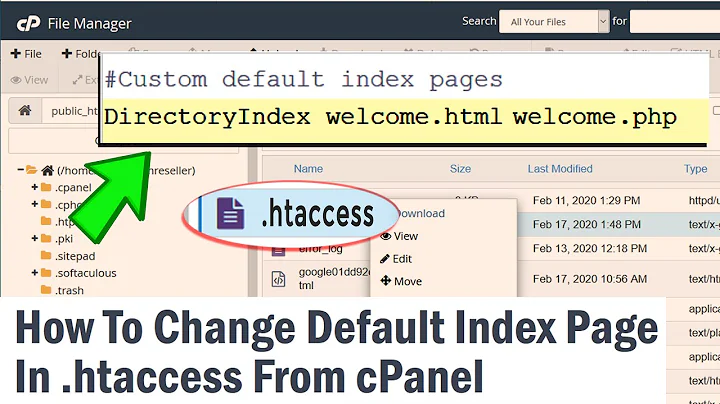 How To Change Default Index Page in .htaccess from cPanel?