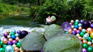 😱😱The girl discovered a giant clam, which nurtured charming pearls that were breathtaking in beauty