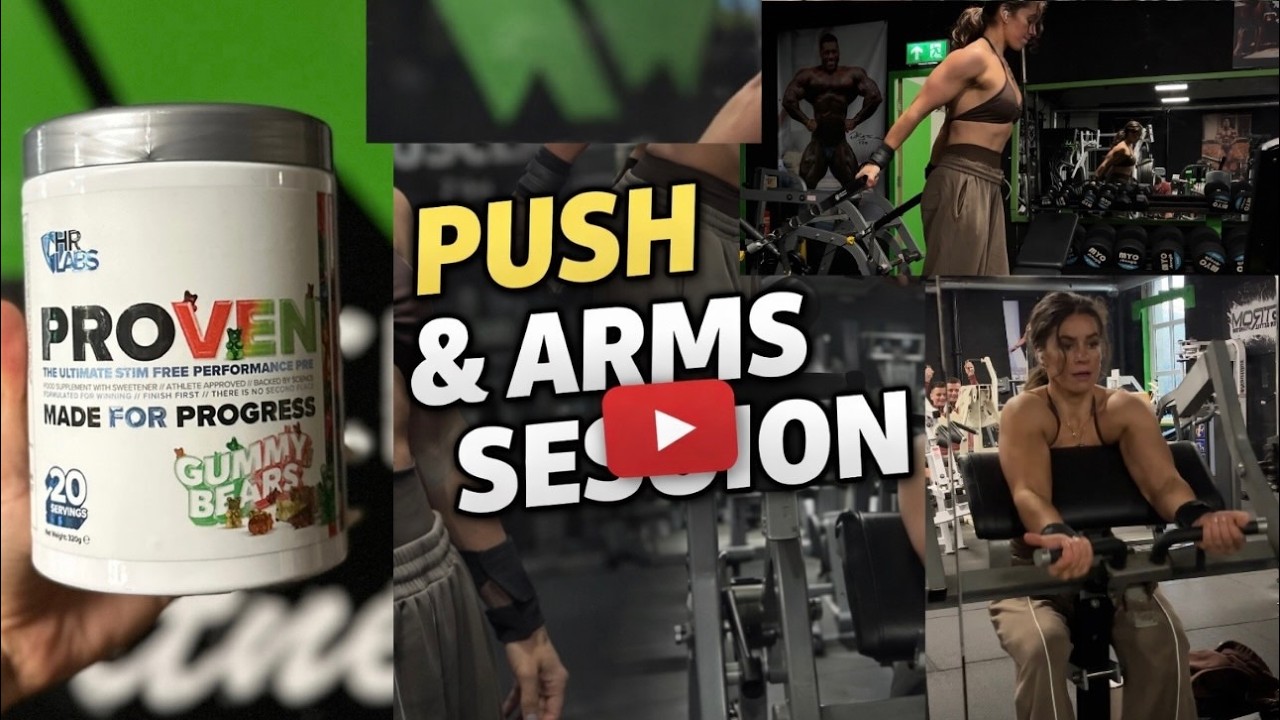 Push and Arms Session with Pre Workout Supplements!