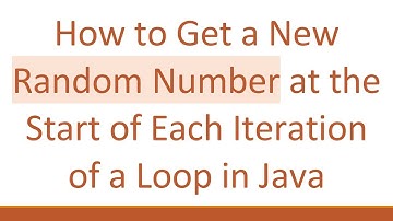 How to Get a New Random Number at the Start of Each Iteration of a Loop in Java