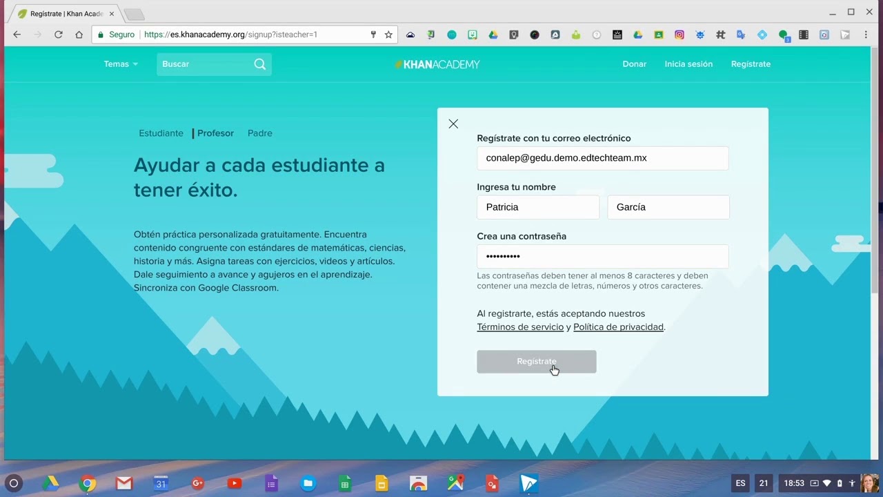 Crear una cuenta en Khan Academy matemática e suas tecnologias