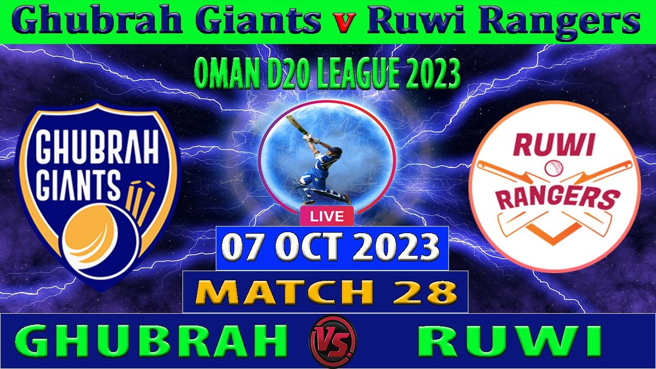Ghubrah Giants vs Ruwi Rangers | GG vs RR | Oman D20 League 2023 | Cricket Info Live Commentary