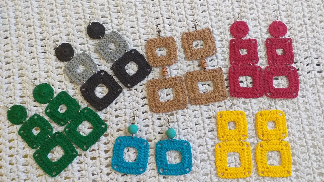 Brinco de croche "Quadrado", fácil e rápido de fazer. 