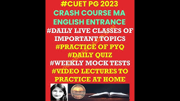 CUET 2023 pg MA English Entrance Online Crash Course by Poonam Dua
