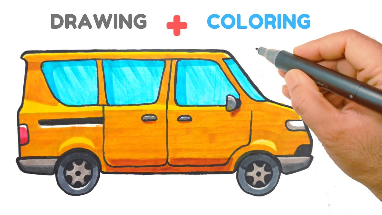 How To Draw A Van Car ( + coloring) Van Car Drawing Tutorial Van