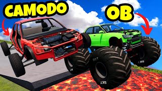 OB & I Jumped UPGRADED Cars on a Downhill Track in BeamNG Drive Mods!