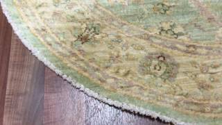 Light Green and Beige Pakistan Peshawar Round Rug 4'X4' - W 539