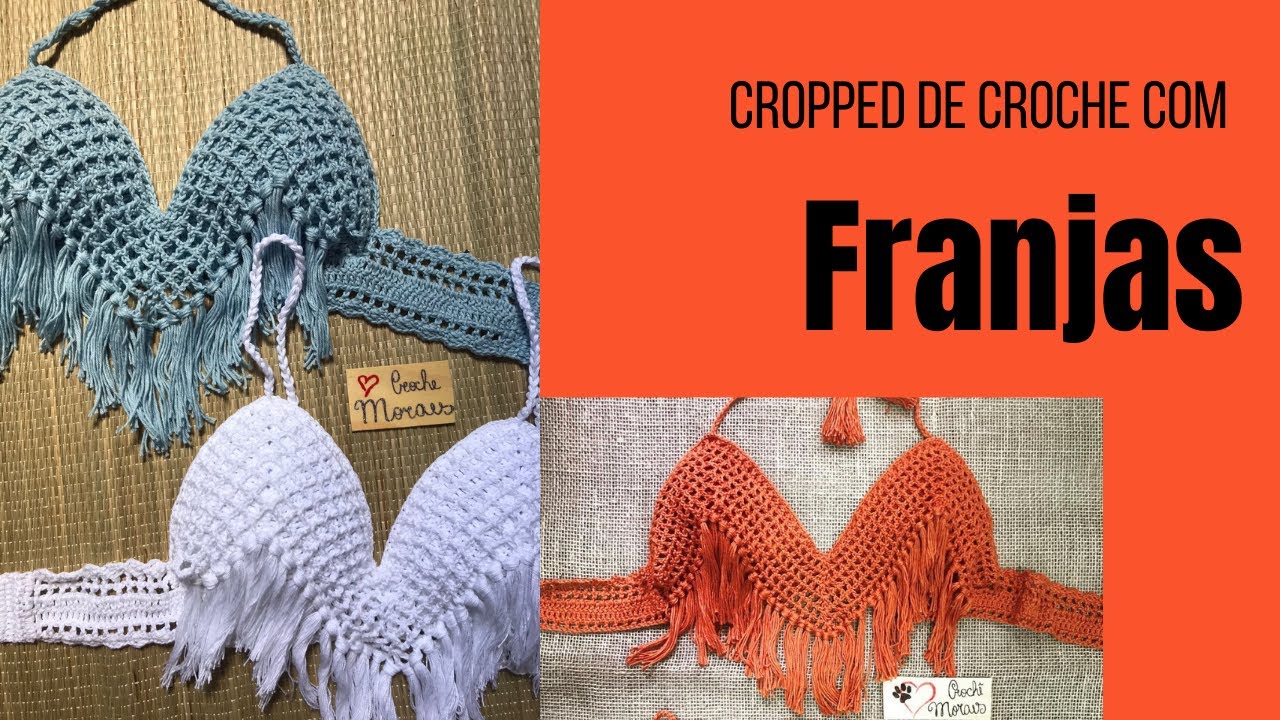 ❤️Top/Cropped frente única de crochê com franja - passo a passo