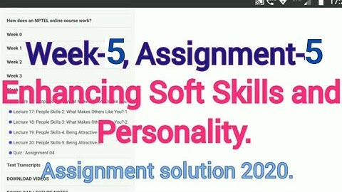 Assignment-5 || Enhancing soft skills and personality || Week-5 || NPTEL assignment || SWAYAM.