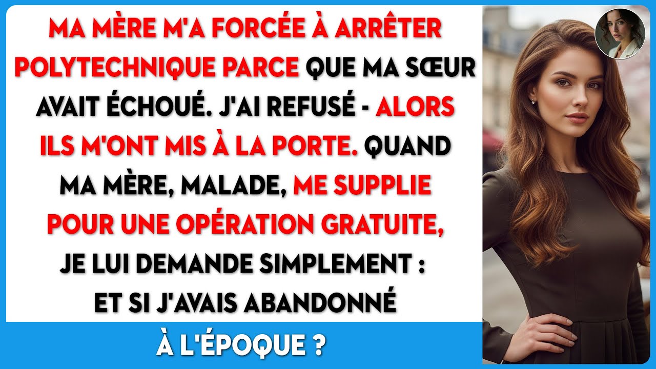 Ma mère m'a forcée à arrêter Polytechnique parce que ma sœur avait échoué.