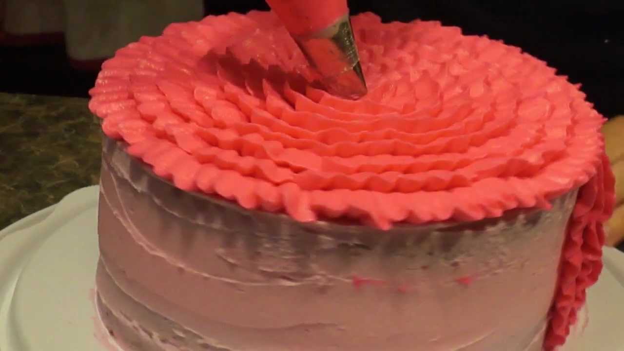 Buttercream Ruffle Cake Tutorial Part 2 - YouTube