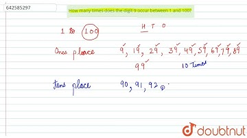 How many times does the digit 9 occur between 1\nand 100? | 6 | KNOWING OUR NUMBERS | MATHS | RD...