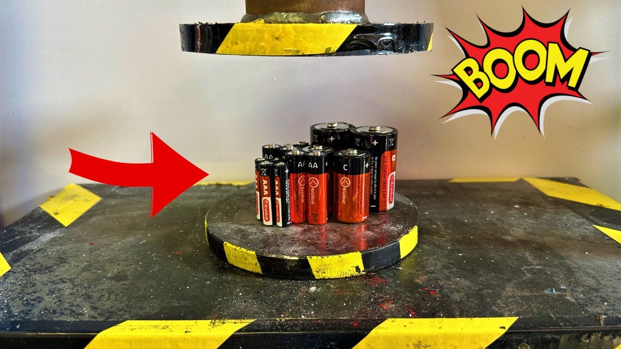 CRUSH BATTERY WITH HYDRAULIC PRESS!! HYDRAULIC PRESS EXPERIMENTS YouTube