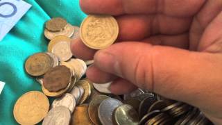 Goodwill thrift foreign money in jar score! Paper money and coins around the world