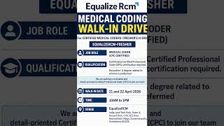 Medical Coding Walk-in Drive 2026 | CPC Freshers Jobs | EqualizeRCM Hiring