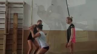 Strong Girl Lift Carry 2 Girls