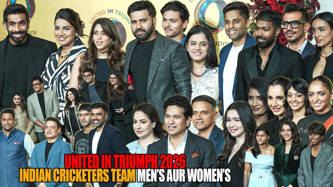 Indian Cricketers Team Men’s aur Women’s with Wife and Family at United In Triumph 2026