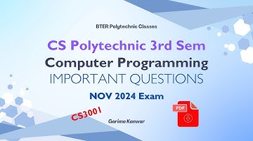 Computer programming important questions || cs Polytechnic 3rd sem c-programming important que