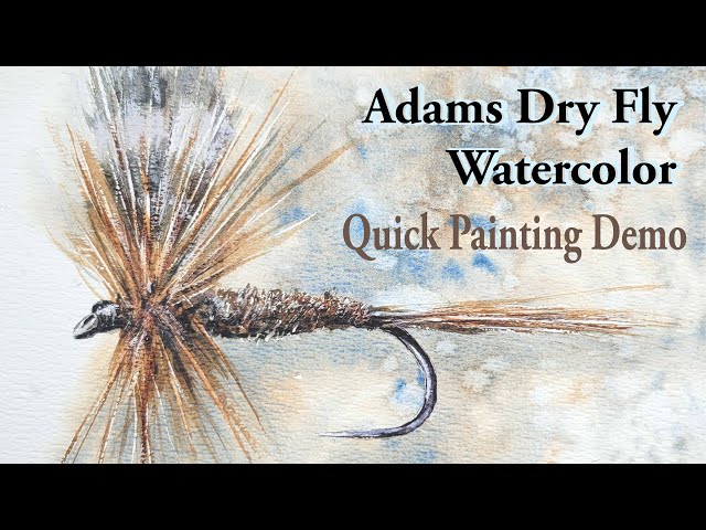 Adams Dry Fly Watercolor Painting, Painting demo instruction of a