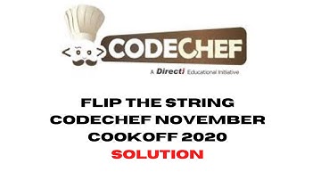 Flip the String CODECHEF NOVEMBER COOKOFF 2020 || Solution