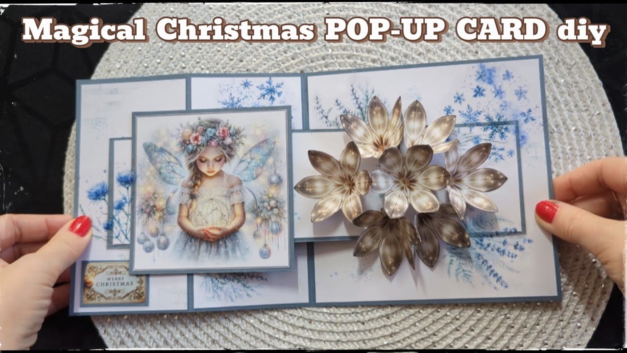 How I made my Z FOLD pop-up card with 3D twinkle flowers for a MAGICAL CHRISTMAS CARD 