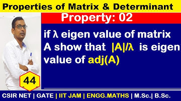 #44 properties of matrix | if λ eigen value of matrix A show that  |A|/λ  is eigen value of adj(A)