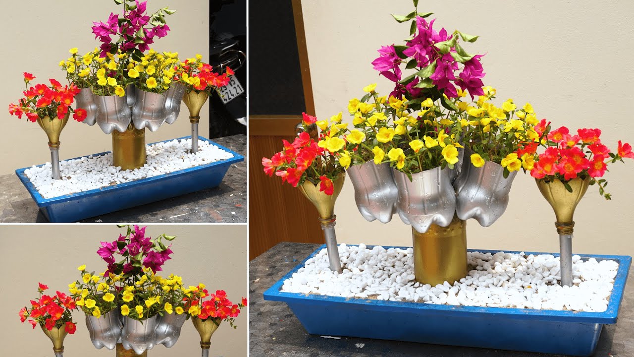 Recycle the Chicken Feeding Troughs picked up from the landfill into beautiful flower pots
