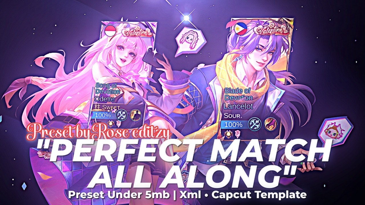 Perfect Match All Along🥀  MLBB Typography Preset Alight Motion & Capcut Template by Rose Editzy🥀