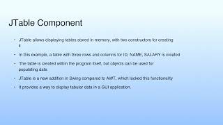 JTable Component | Lecture 43: Swing—I