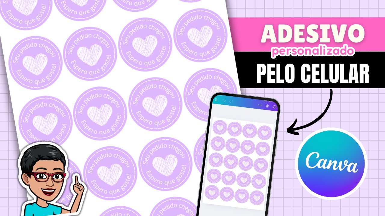 Como fazer ADESIVOS redondos pelo CELULAR no CANVA gratuito | Adesivo redondo passo a passo