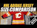 NHL Adidas Jersey Size Comparison