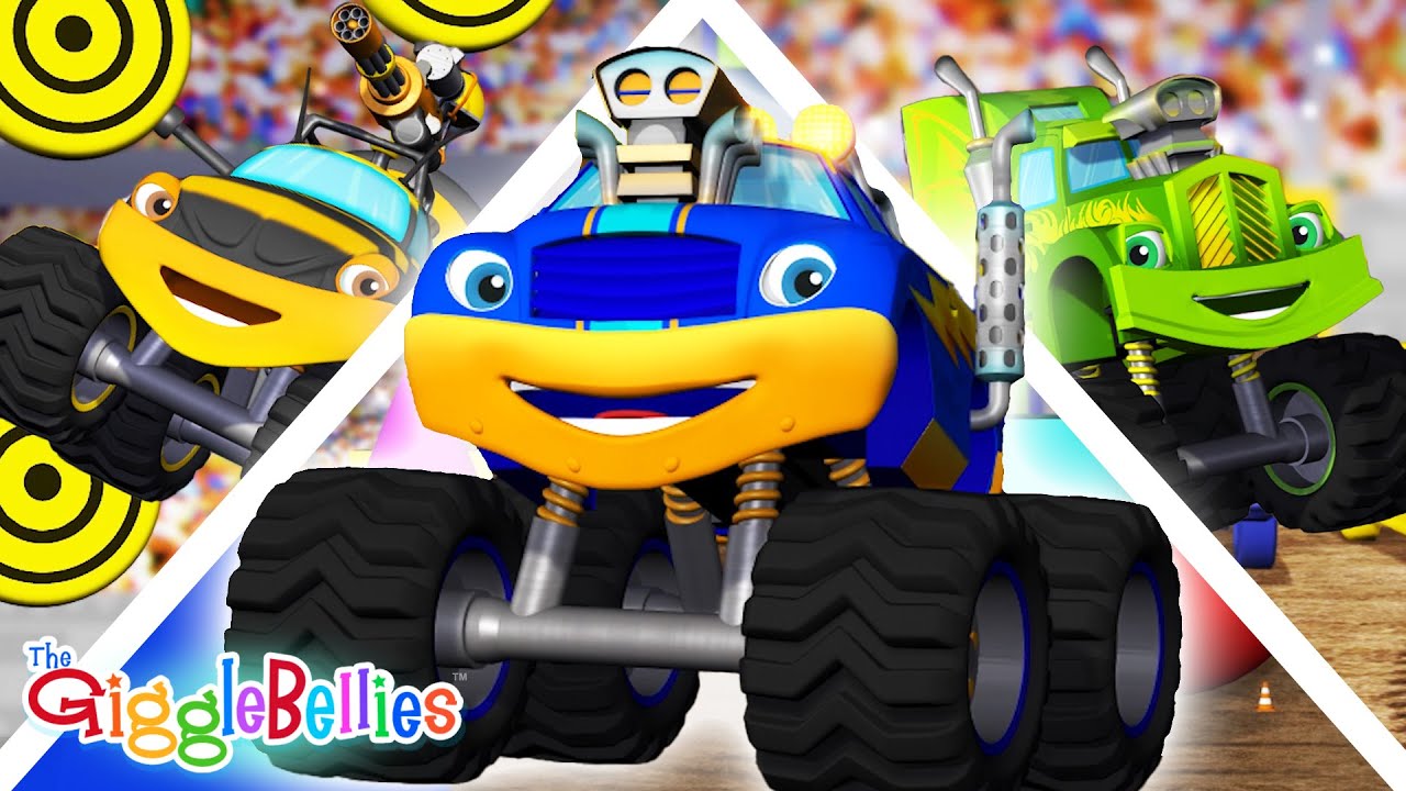Monster Trucks go to the Monster Jam! Learn Shapes, Colors and