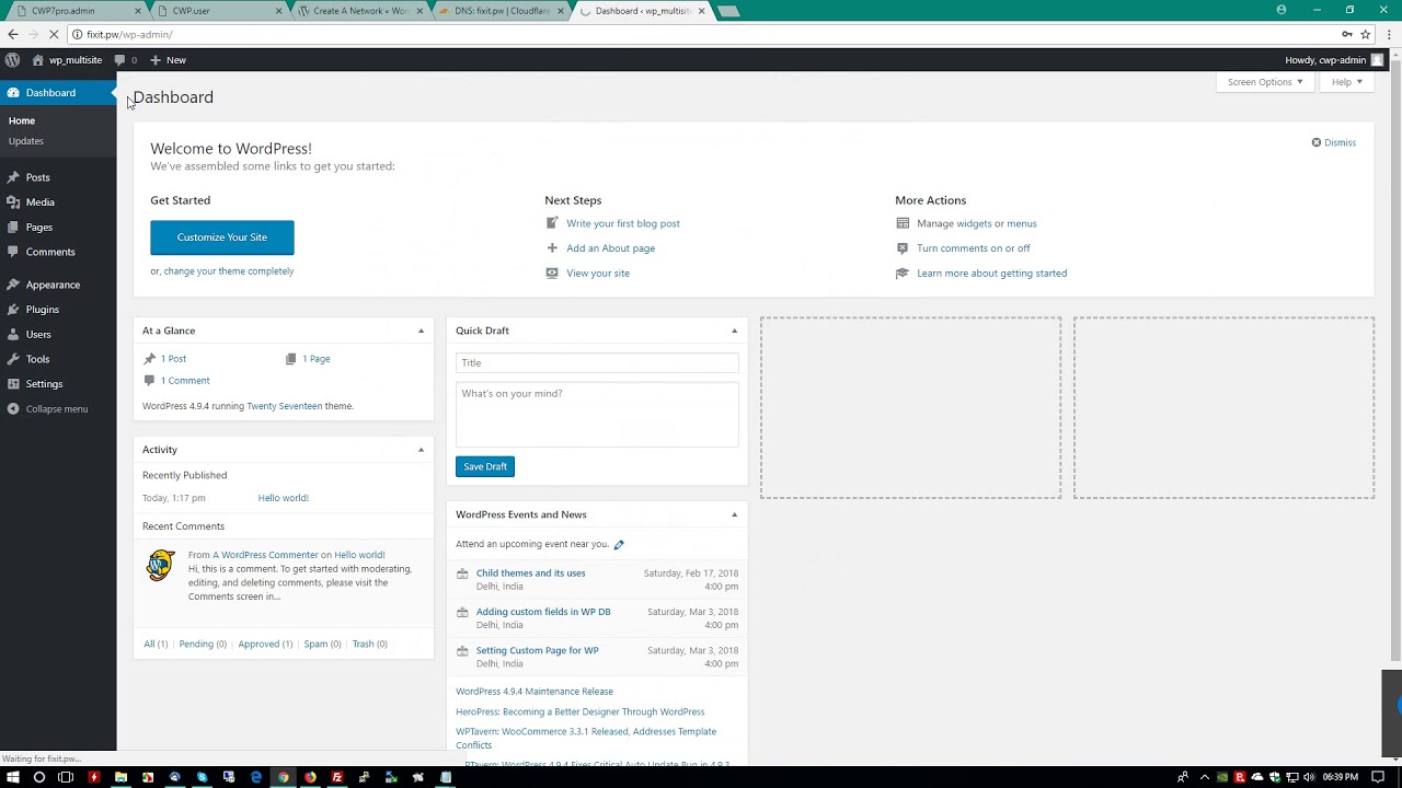How to install wordpress MULTISITE with CWP - YouTube