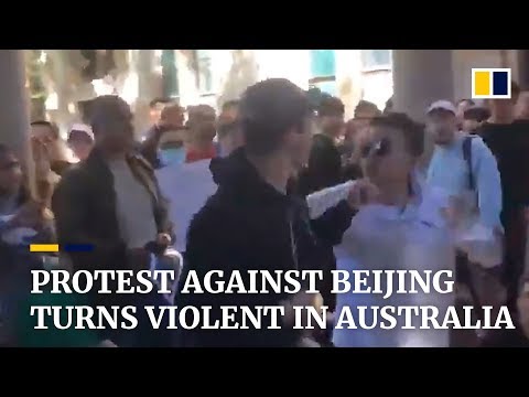 Protest against Beijing turns violent in Australia