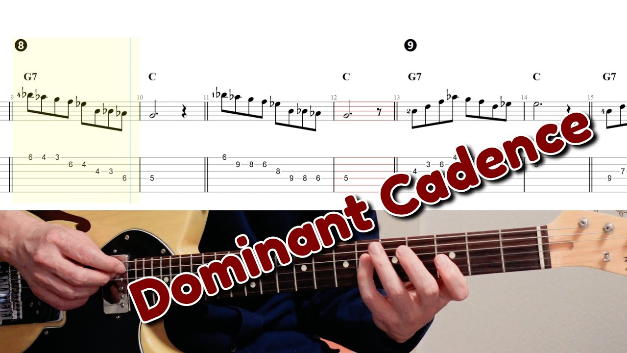 《 Guitar Exercise 318 》 ドミナント終止　Dominant Cadence　V → I　G7 → C　jazz Licks　BPM 120　【Sheet Music / TAB】