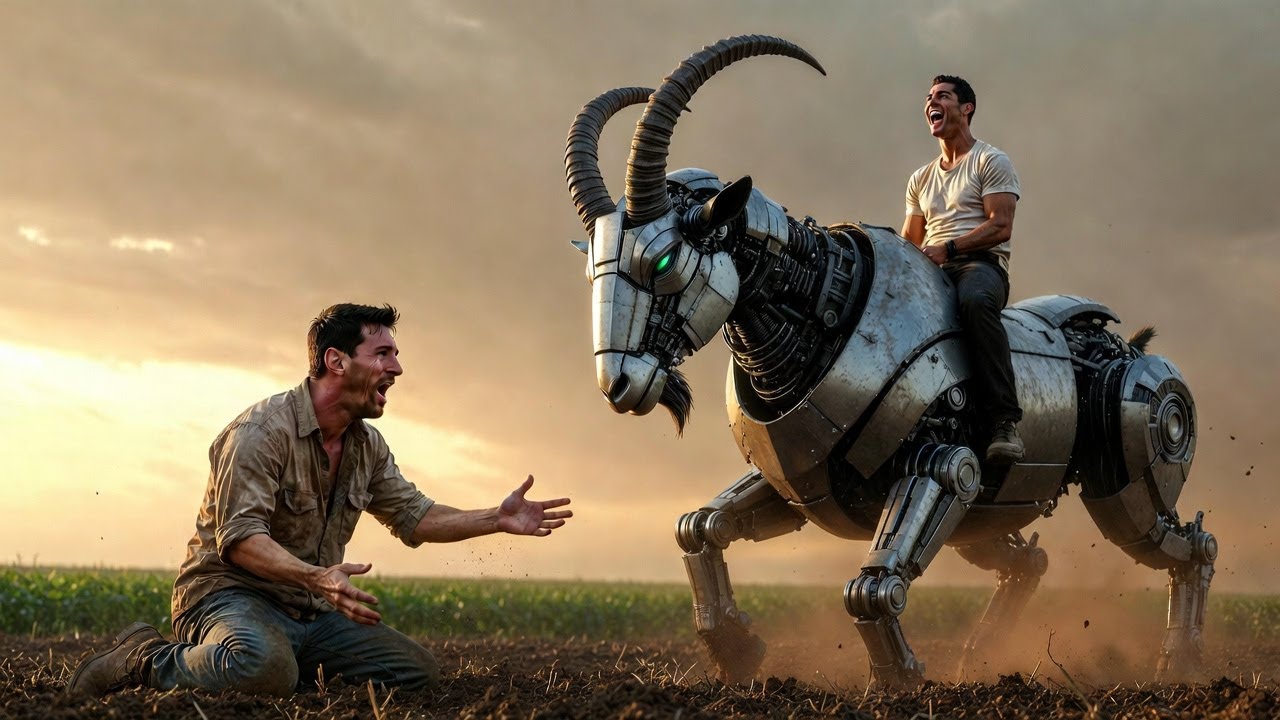 Messi CRIES for the Robotic Goat 😭🐐 | Ronaldo Laughs on the Giant Robot Goat 🤖🔥