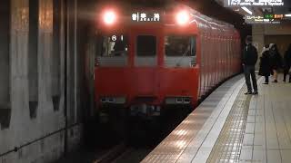 名古屋地下鉄鶴舞線　浄心駅1番ホームに名鉄100系普通が到着